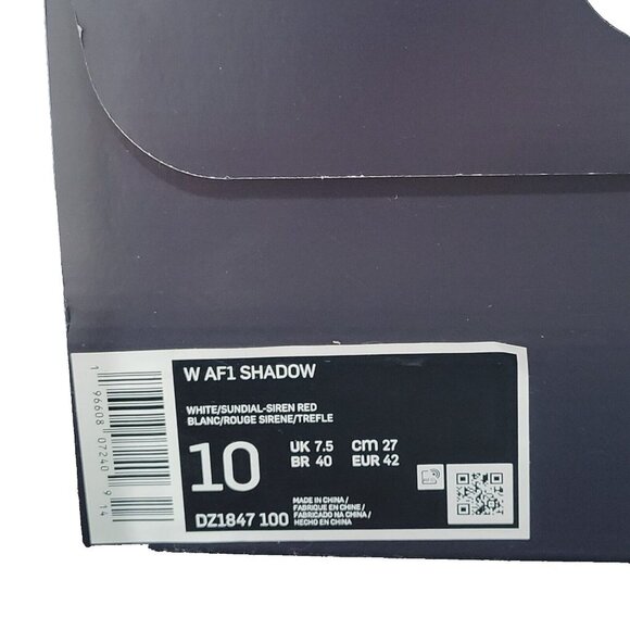 ⭐Nike Air Force 1 Shadow 10 Womens Retro Shoes Sneakers White Orange DZ1847-100⭐ - Picture 10 of 14